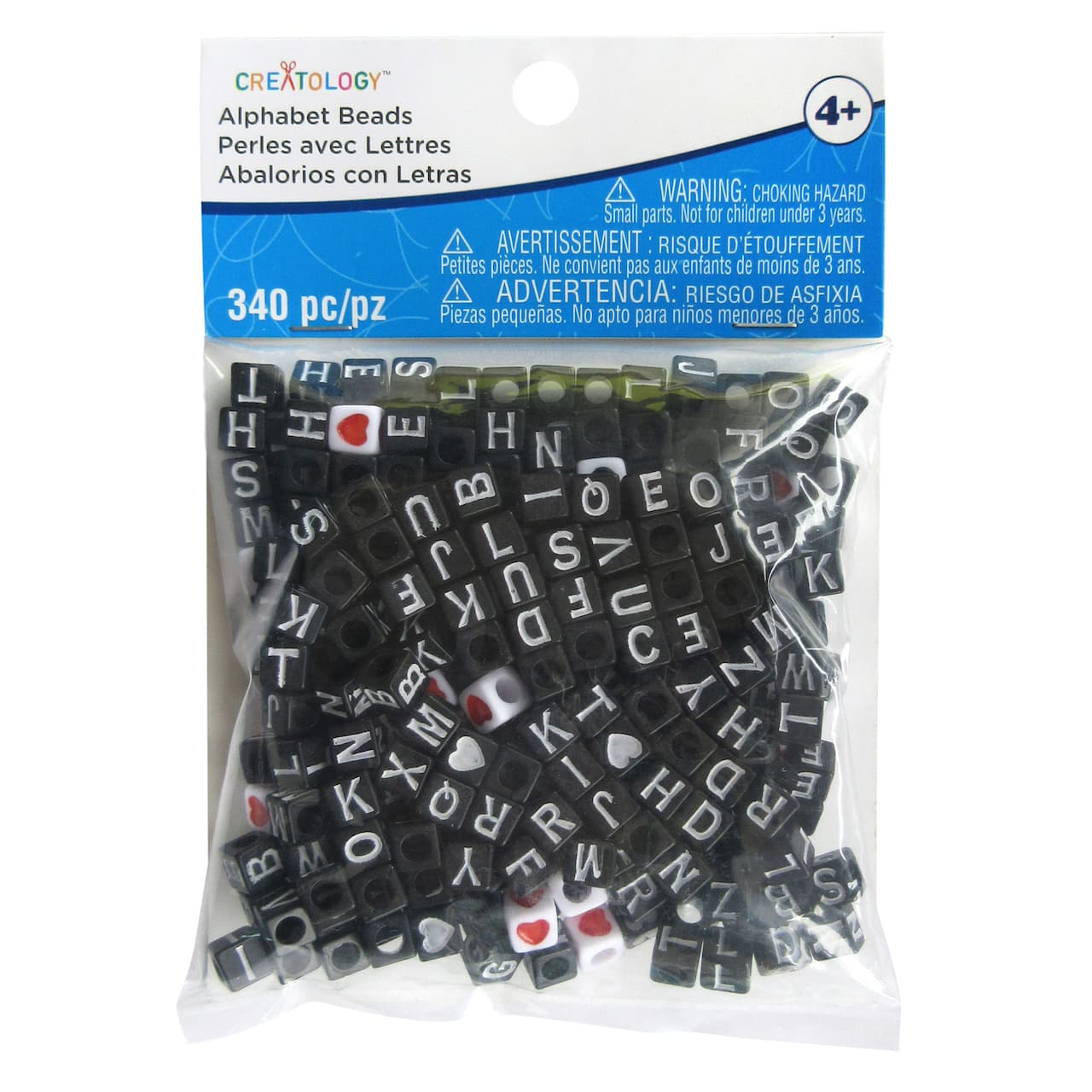 12 Packs: 340 ct. (4,080 total) Black Alphabet Beads by Creatology™, 6.5mm